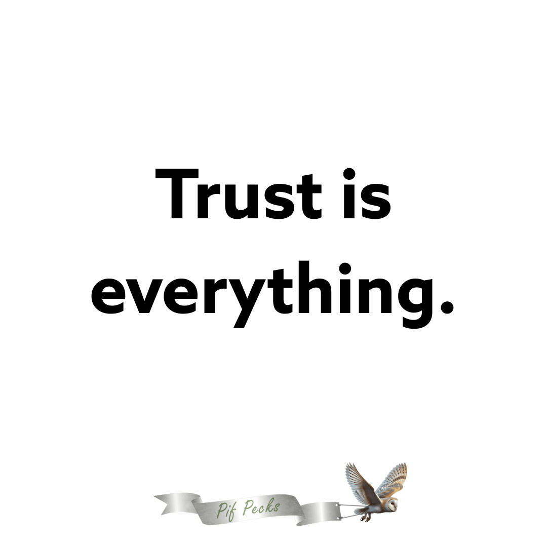 Text reads "Trust is everything" Partnership Invoice Finance "PIF Pecks" banner is at the bottom of the page.